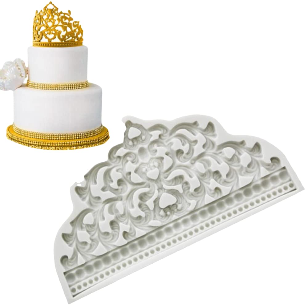 Xsmart Worldwide Baroque Style Crown Silicone Mold - Cupcake Topper, Fondant Cake Decorating Tool for Chocolate, Candy, Jewelry & Polymer Clay - Perfect for Birthday Parties, Weddings & DIY Crafts