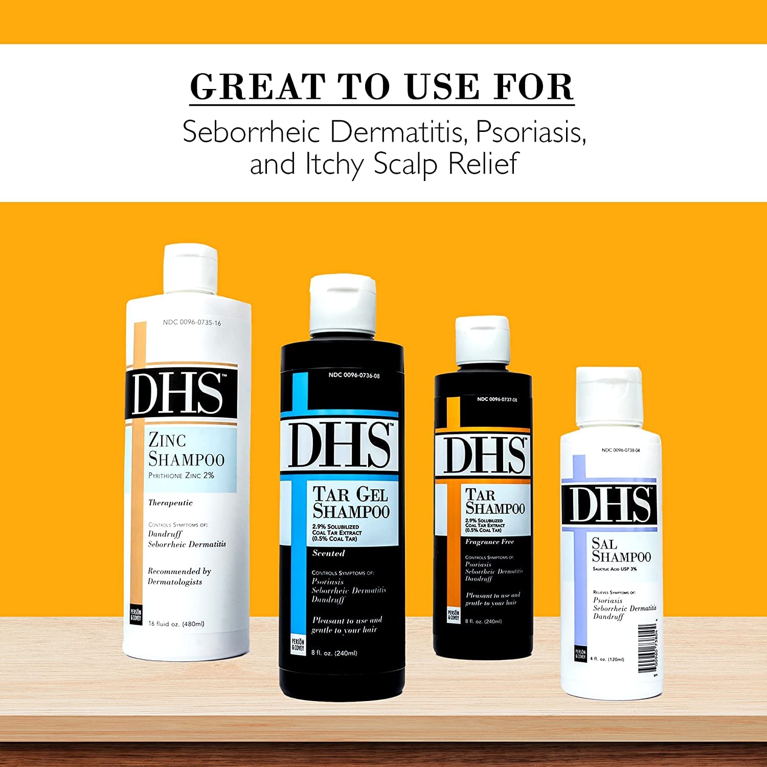 DHS Tar Shampoo 8 oz for Psoriasis & Scalp Treatment - Medicated Shampoo Pack of 2 (Buy 2 Save More) - Ideal for Dry, Itchy Scalp & Dandruff Relief