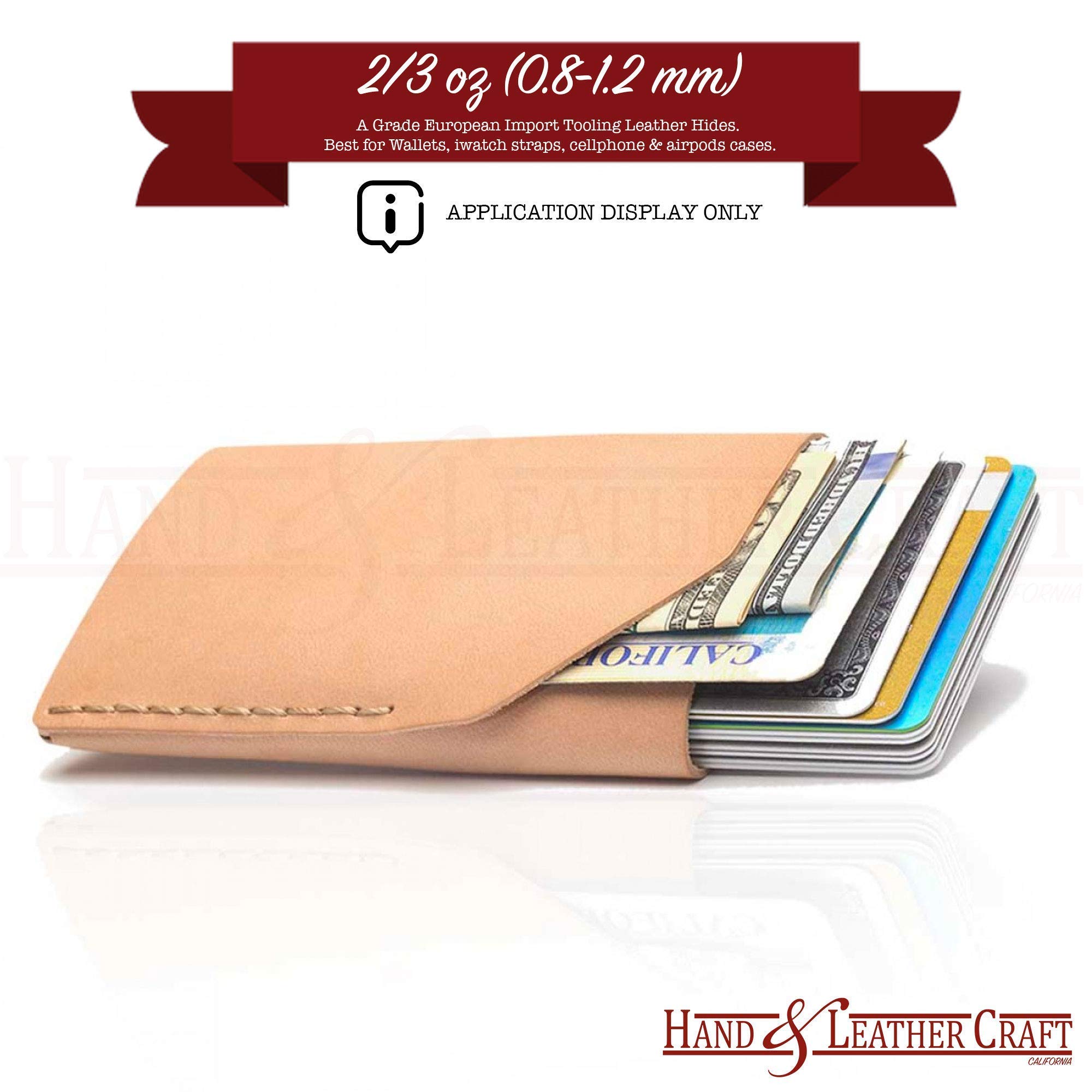 Premium 2/3oz (0.8-1.2mm) A-Grade Vegetable Tanned Leather Hide - Full Grain Thin Leather for Wallets, Belts & DIY Crafting - Perfect for Leatherworking, Bookbinding & Handmade Accessories