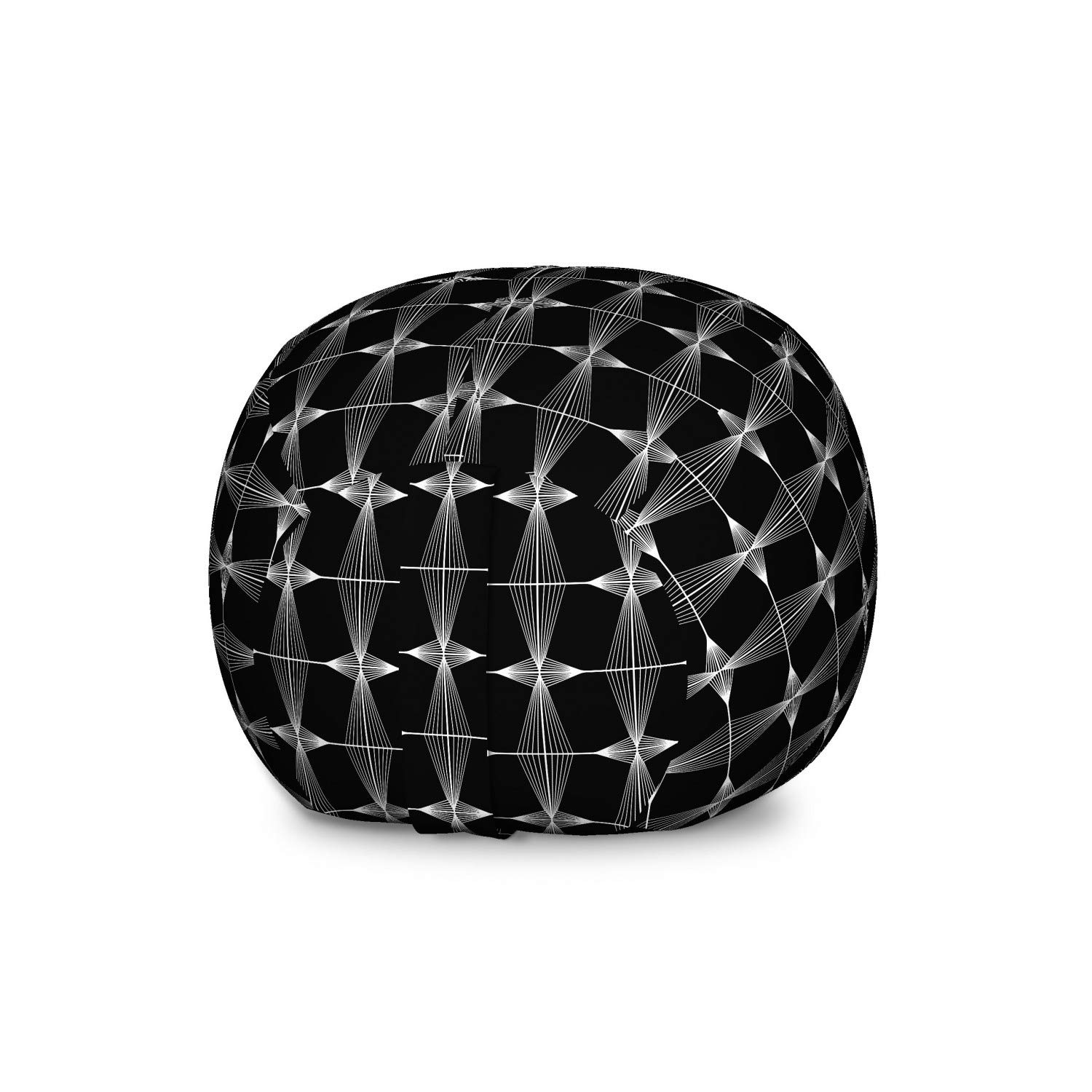 Ambesonne Large Washable Toy Storage Bag Chair - Charcoal Grey & White Symmetrical Trellis Design - Stuffed Animal Organizer for Kids' Room, Nursery, or Playroom - Perfect for Home Organization & Decor