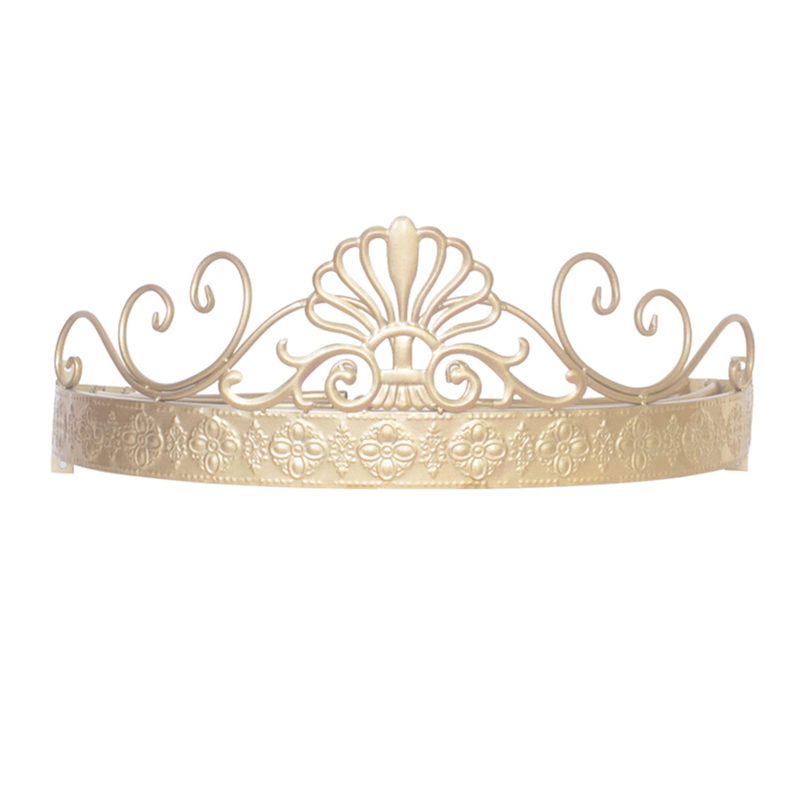 Elegant Princess Lace Bed Canopy with Gold Metal Crown - Floral Sheer Curtain for King/Queen/Full Size Beds (White) | Perfect for Girls' Bedroom, Wedding Decor & Nursery Room