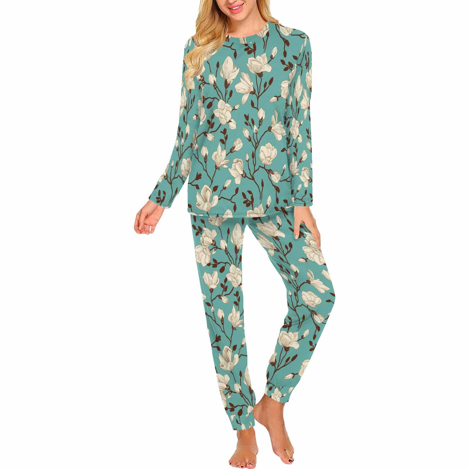 InterestPrint Women's 2-Piece Floral Pajama Set - Soft Lounge Pants & Top Sleepwear for Cozy Nights | Perfect for Bedtime, Relaxing at Home & Gift Giving