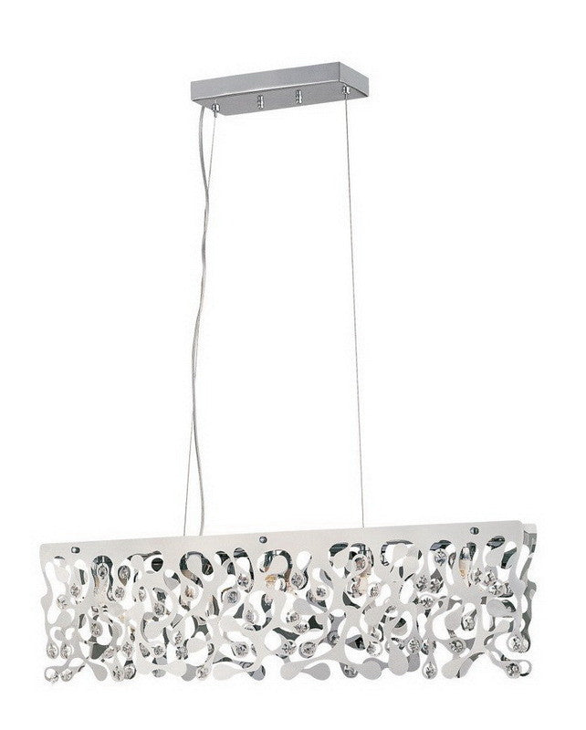 Trans Globe Lighting MDN 957 Modern 5-Light Island Pendant Chandelier - Polished Chrome Finish with Crystal Accents - Perfect for Kitchen Island, Dining Room, or Entryway Lighting