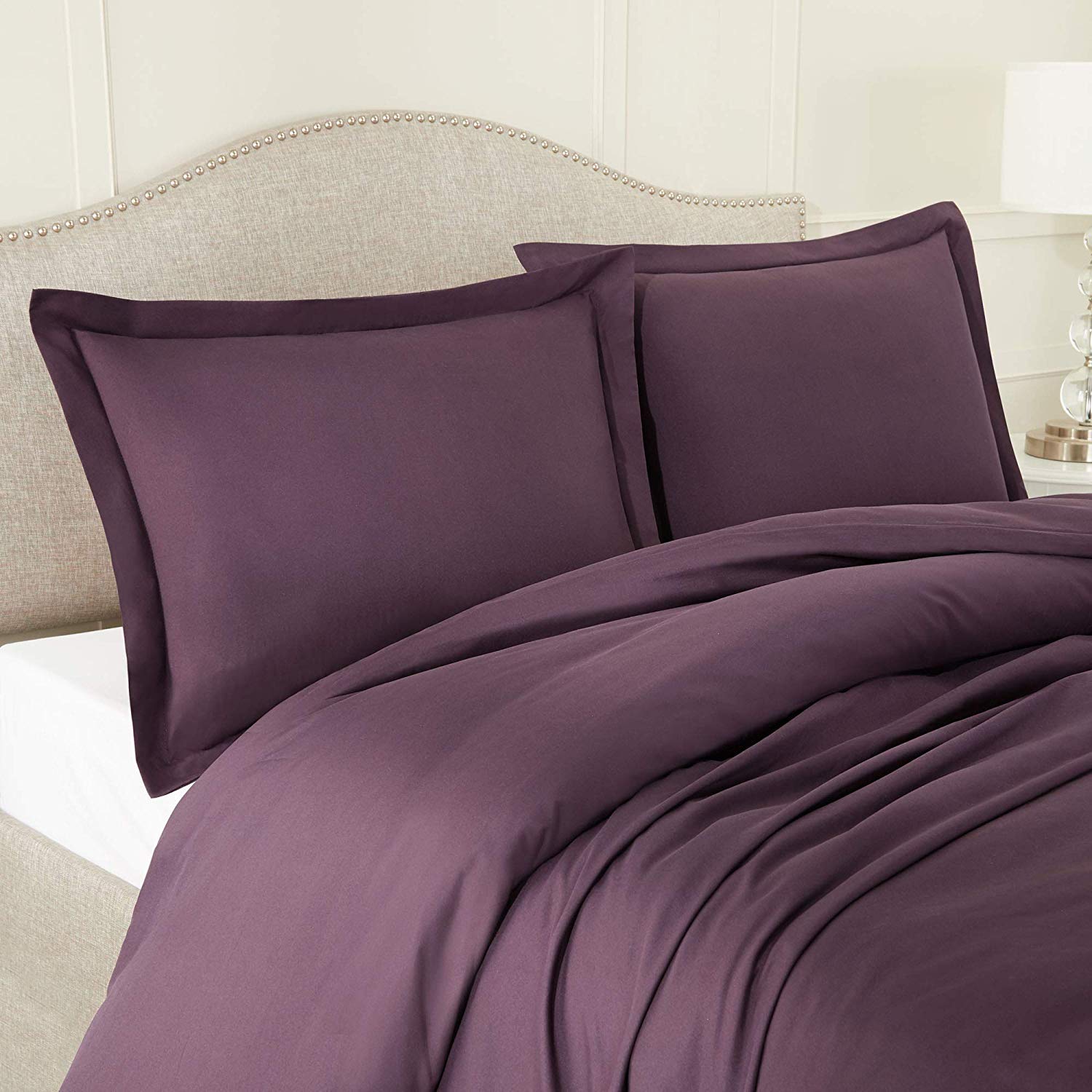 Premium 500 GSM Organic Cotton Duvet Cover & Comforter Set - 600 Thread Count, Twin Size, Eggplant Purple - Soft & Breathable Bedding for Cozy Nights & Guest Rooms