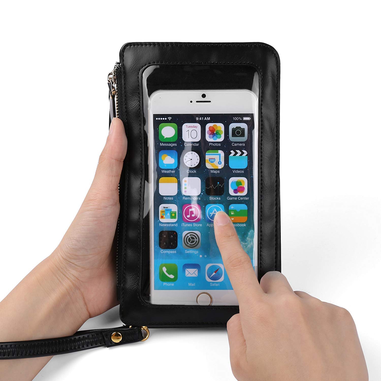 Universal PU Leather Crossbody Phone Bag for Women - Slim Wallet Pouch with Card Holder for iPhone 14 Pro Max/13/12/11, Galaxy S22/S21/A53, Pixel 6a/5a - Perfect for Travel, Shopping & Everyday Use