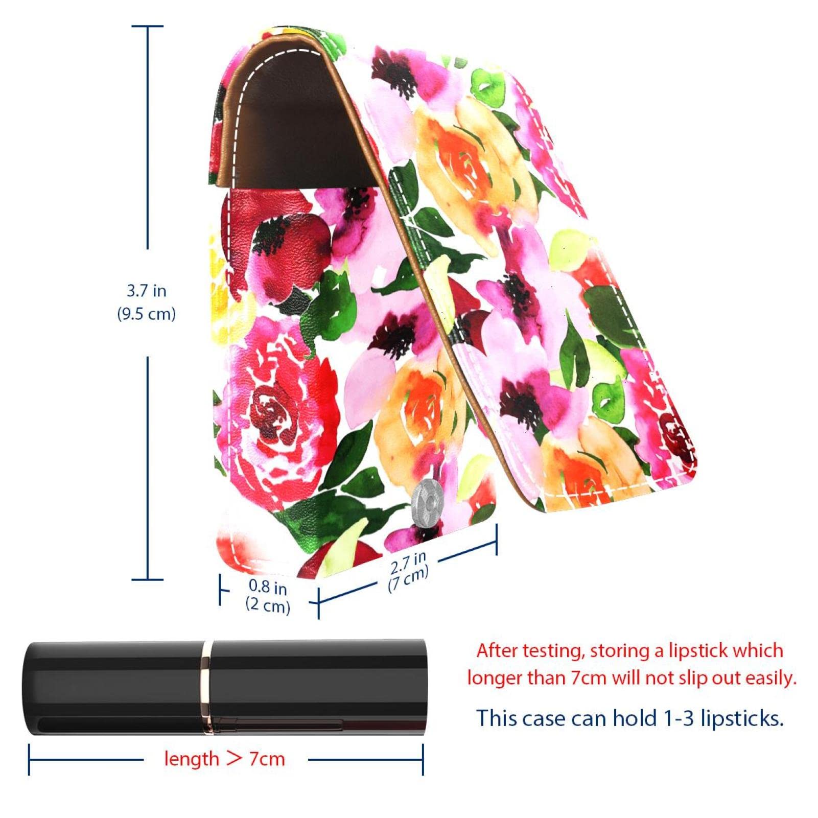 Personalized Lipstick Case - Portable Makeup Bag & Cosmetic Pouch Organizer with Tropical Red Floral Design | Perfect for Travel, Gift & Daily Makeup Storage