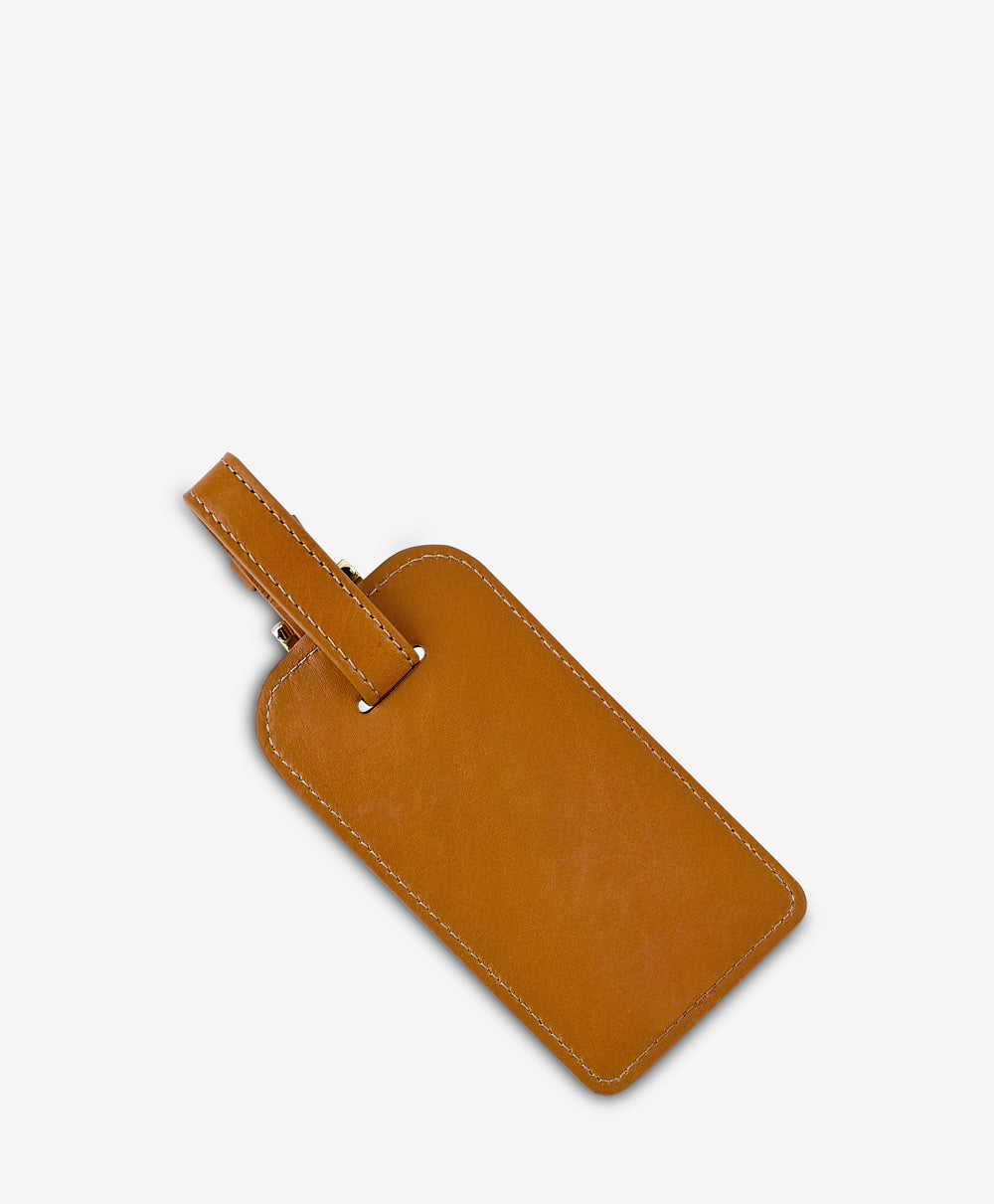 Premium British Tan Leather Luggage Tag - Durable & Stylish Travel Accessory for Suitcases, Backpacks & Carry-On Bags