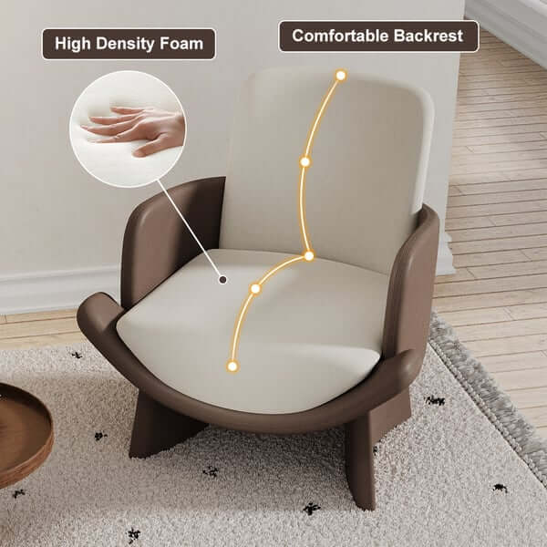 Modern Faux Leather Lounge Chair - Brown & Beige Armchair with Tufted Back - Perfect for Living Room, Office or Reading Nook