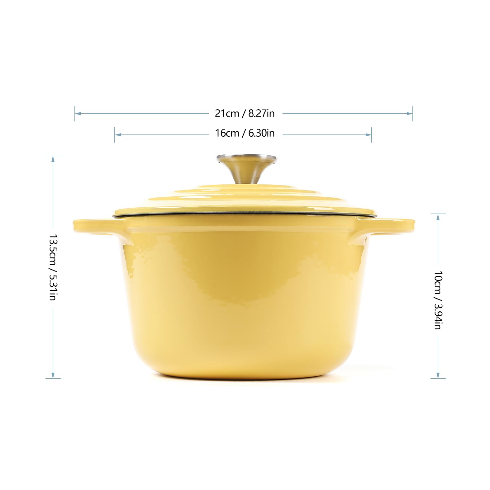 HAWOK 1.5-Quart Enameled Cast Iron Mini Dutch Oven - Yellow | Perfect for Baking, Stewing & Serving Individual Portions | Stovetop & Oven Safe