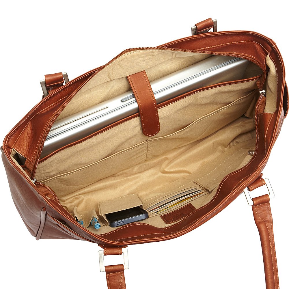 Stylish Women's Laptop Tote Bag with Multiple Pockets - Perfect for Work, Travel & Business Meetings - Saddle Brown One Size Shoulder Bag
