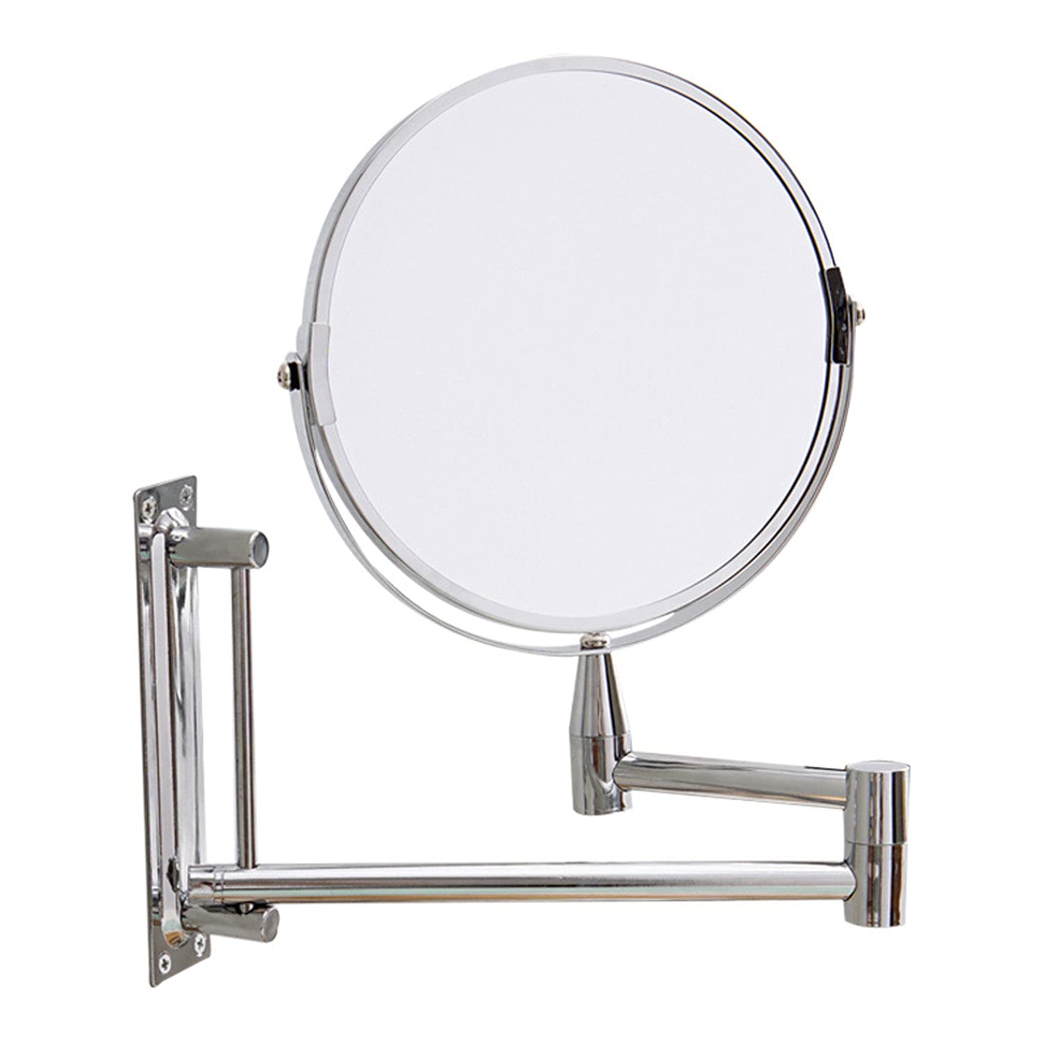 360° Swivel Wall Mounted Makeup Mirror with 3X Magnification - Round Extendable Double Sided Vanity Mirror for Bathroom, Home Spa & Hotel | Perfect for Applying Makeup, Skincare & Grooming