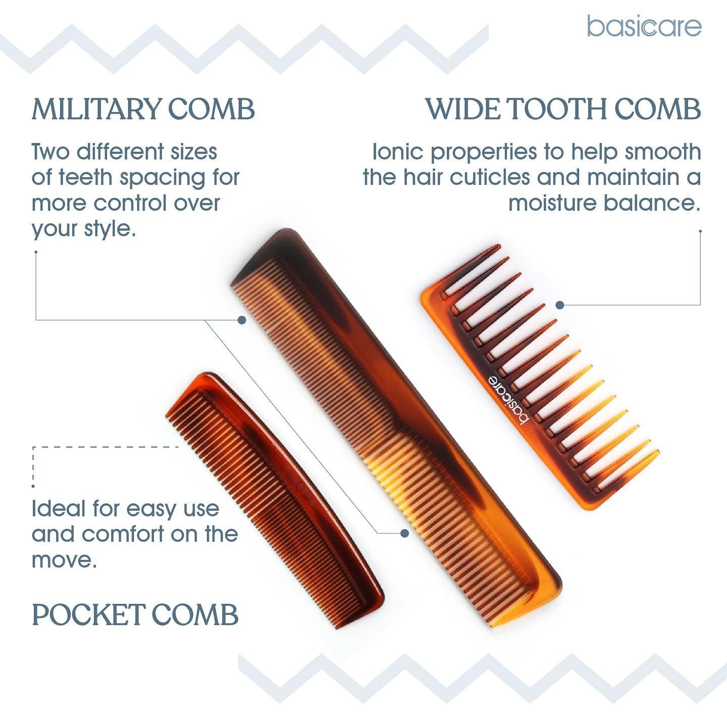Basicare Wide Tooth Hair Detangling Comb for Thick Curly Wavy Hair - Gentle Wet & Dry Hair Detangler for Men & Women - Perfect for Salon Styling, Shampooing & Everyday Hair Care
