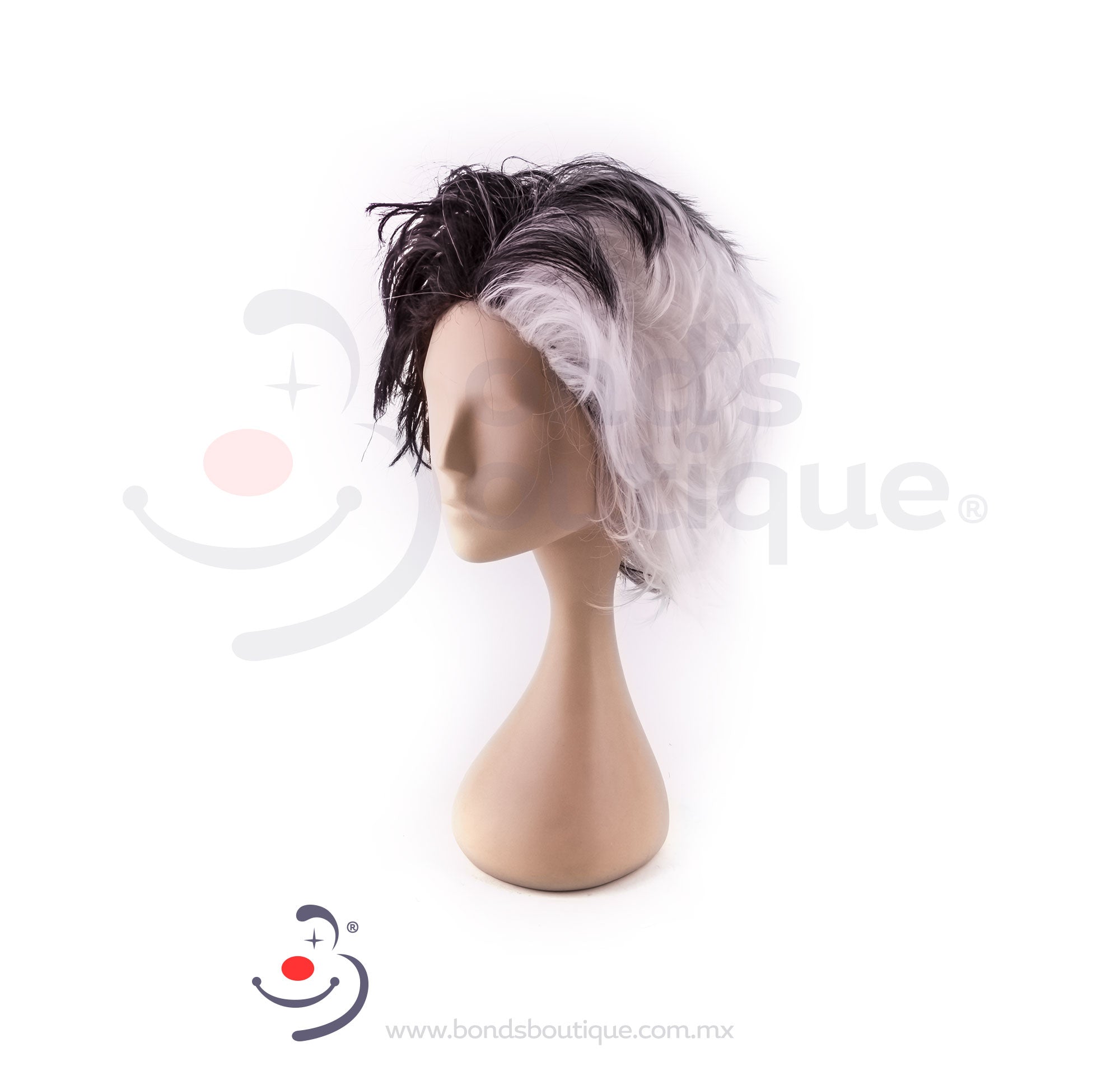 Cruella Wig for Women - High-Quality Synthetic Costume Wig for Halloween, Cosplay, and Themed Parties - Perfect for Disney Villain Costumes and Dress-Up Events