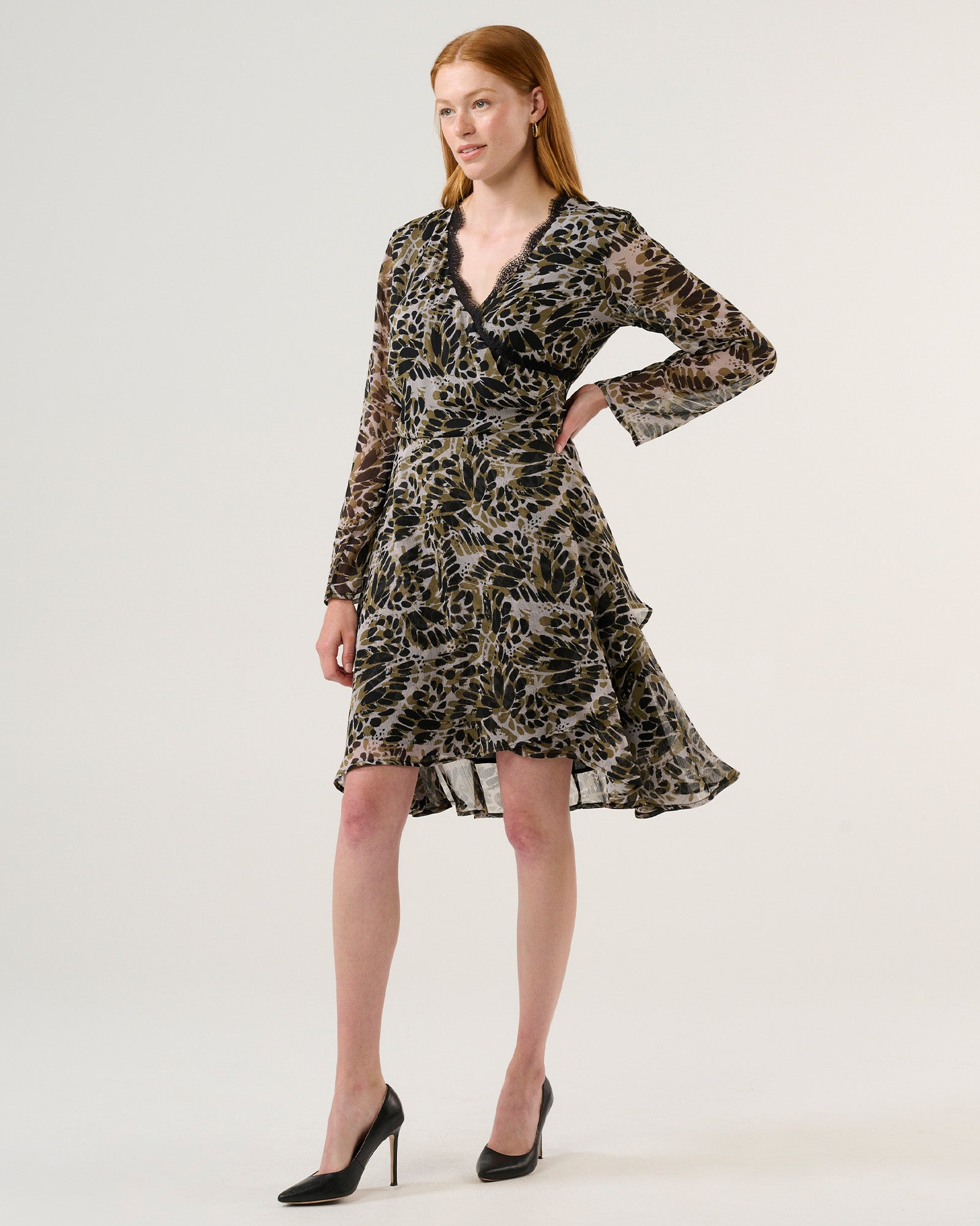 Elowen Women's Elegant Black Floral Dress - Perfect for Parties, Weddings & Evening Events | Obsidian Forest Collection