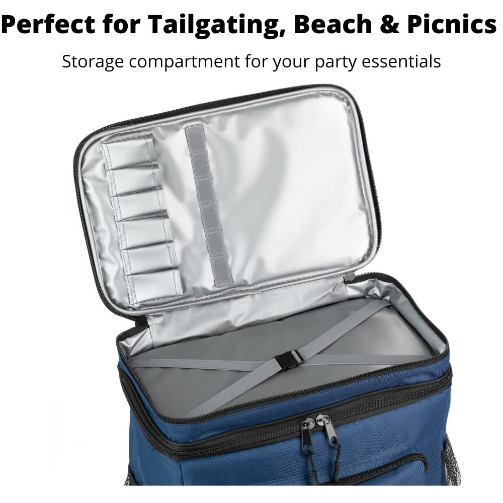 #1 Best Selling Rolling Cooler with Bluetooth Speakers - 20W Portable Rechargeable Cooler for Outdoor Parties, Beach, Camping & Tailgating | Compatible with iPhone & Android (Blue) - Perfect for BBQs, Music Festivals, Boat Trips & Picnics