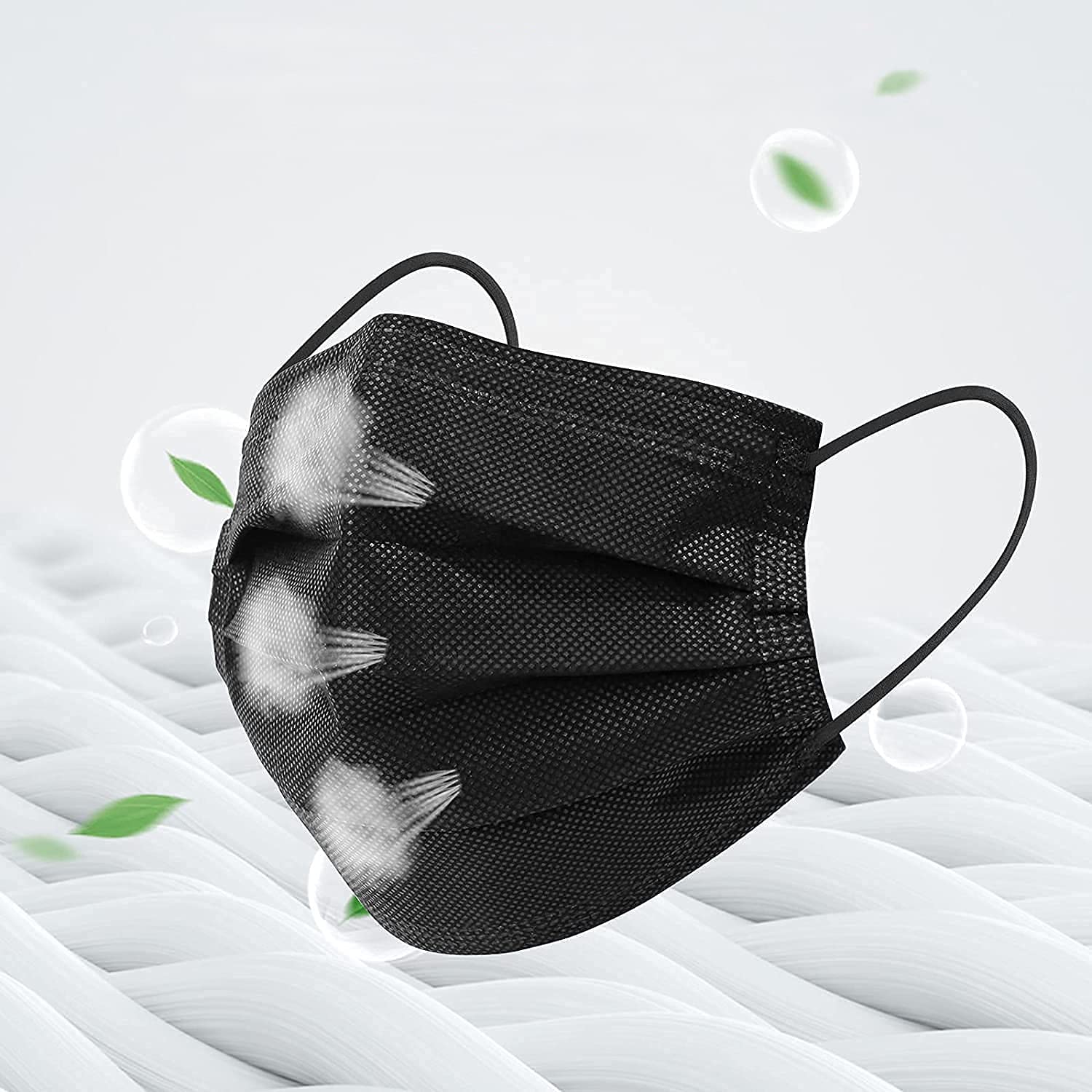 100-Pack Black Disposable 3-Ply Face Masks - Breathable, Comfortable & Lightweight for Daily Use, Travel, Work, and Public Safety Protection