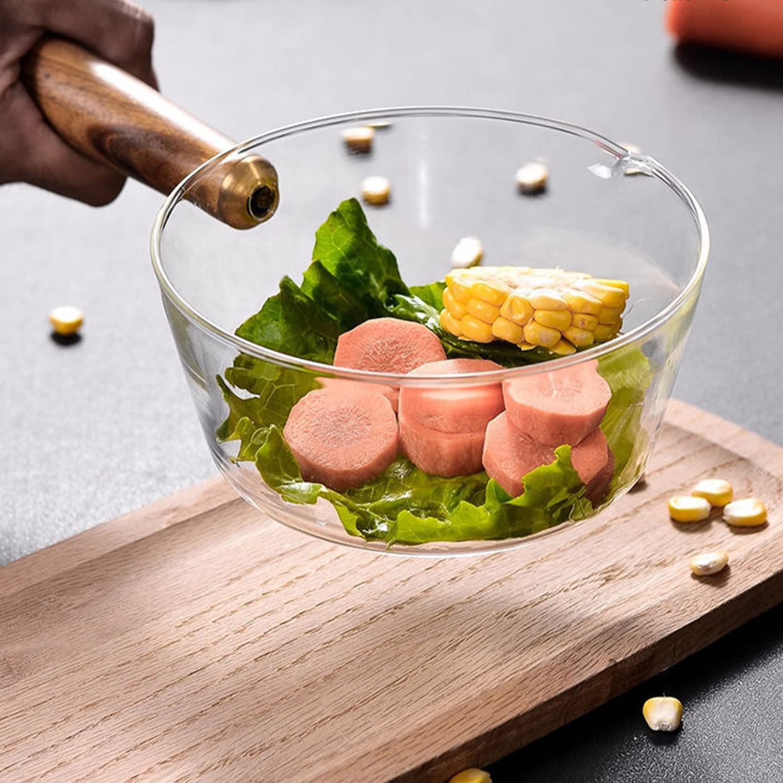 **Clear Glass Saucepan - 400ml High-Temperature & Corrosion Resistant Cooking Pot for Milk, Soup & Sauces - Perfect for Stovetop, Microwave & Serving - Durable Glassware for Home & Kitchen**