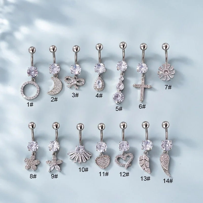 14G Surgical Steel Dangle Navel Ring - Hypoallergenic Starfish Belly Button Piercing Jewelry | Perfect for Summer Beach Vacations & Body Piercing Enthusiasts