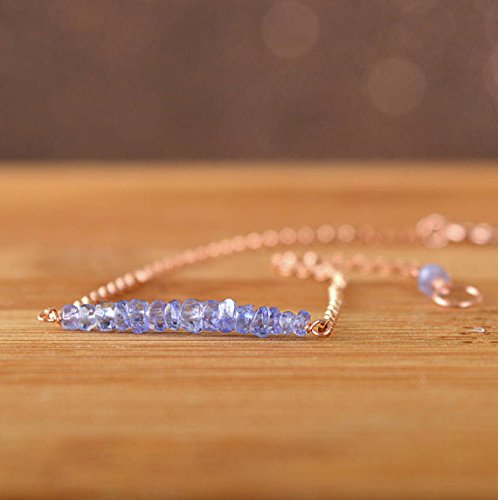 Natural Tanzanite Bracelet - December Birthstone Jewelry, Blue Gemstone Delicate Chain Bracelet in 14K Rose Gold Filled & Sterling Silver Plated (2.5-3mm) - Perfect Gift for Birthdays, Anniversaries & Special Occasions