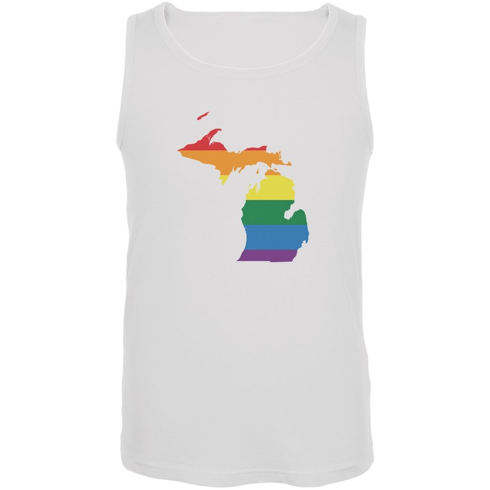 Michigan LGBT Gay Pride Rainbow White Adult Tank Top - Small | Comfortable & Stylish for Pride Parades, Festivals & LGBTQ+ Events