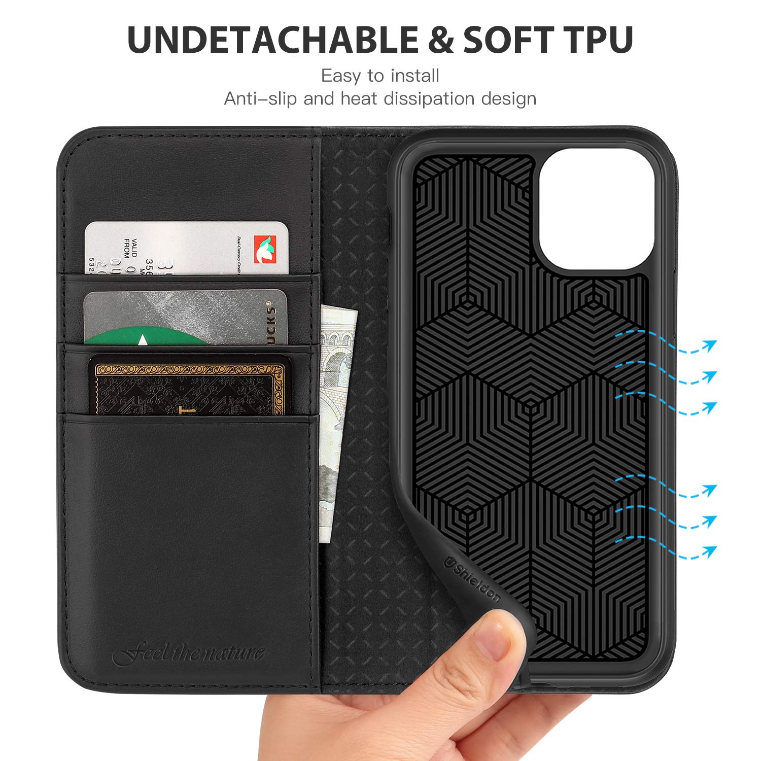 Premium SHIELDON Genuine Leather Wallet Case for iPhone 11 Pro Max (6.5