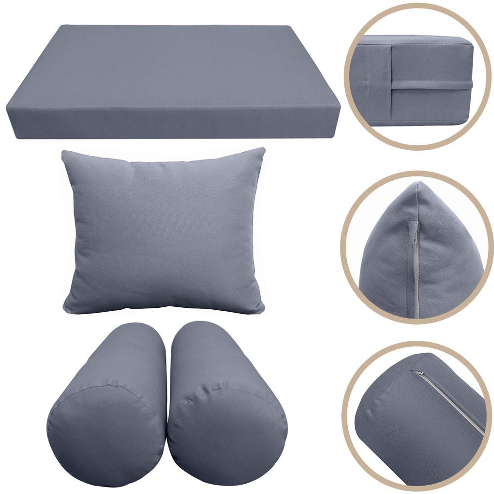 Prolinemax 5-Piece Outdoor Daybed Cushion Set with Knife Edge Design - Queen Size Mattress, Bolster Pillow & Complete Accessories (Style4 AD001) for Patio, Poolside, and Garden Lounging