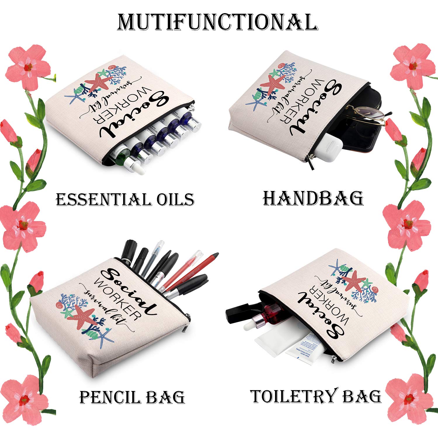 WCGXKO Social Worker Survival Kit Makeup Bag - Essential Travel Organizer for Nurses, Teachers & First Responders - Perfect for Daily Use, Gifts & Emergency Preparedness