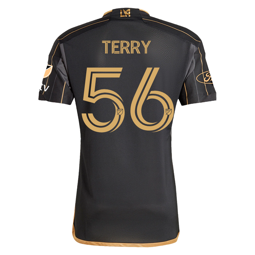 Adidas Jude Terry LAFC Home 2025 Jersey with MLS, Apple TV & Ford Patches - Black & Gold Soccer Shirt for Fans & Players - Perfect for Matchdays, Training & Collecting