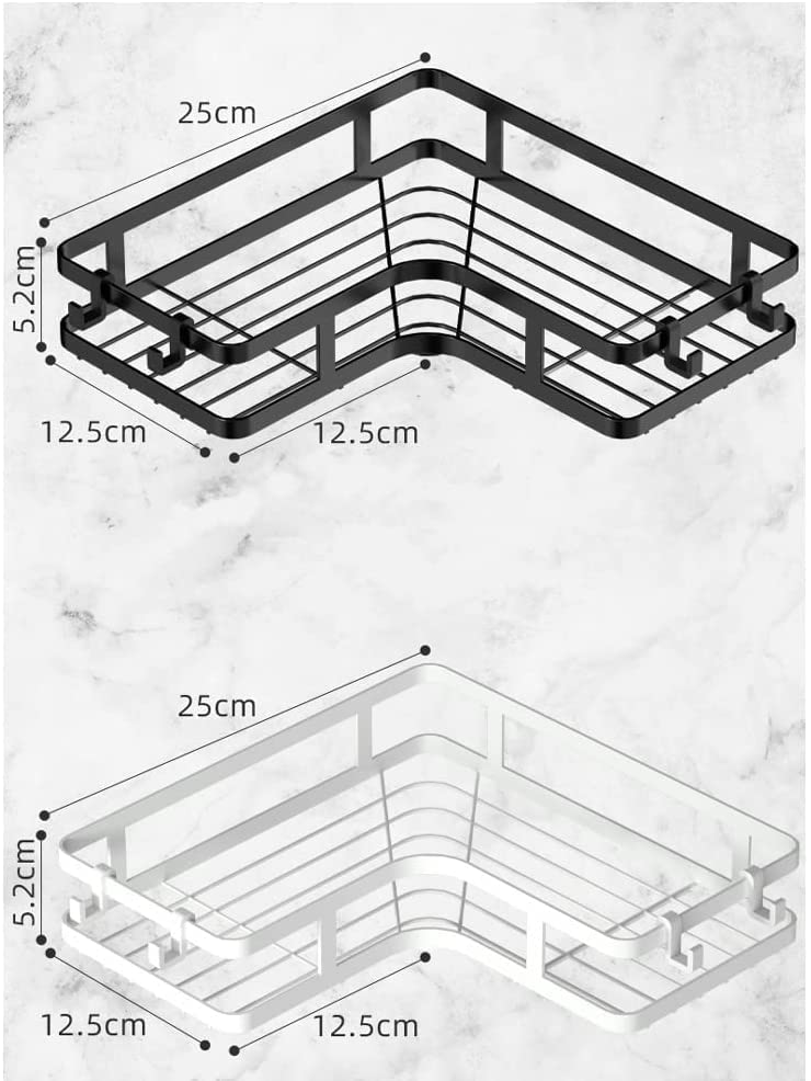 MUSUMI No-Drill Wall Mounted Bathroom Shelf - Rustproof Stainless Steel Storage Organizer for Bathroom, Kitchen, Toilet - Space Saving Hanging Basket for Shower Caddy, Towel Rack & Toiletries (White) - Perfect for Small Bathrooms & Apartment Living