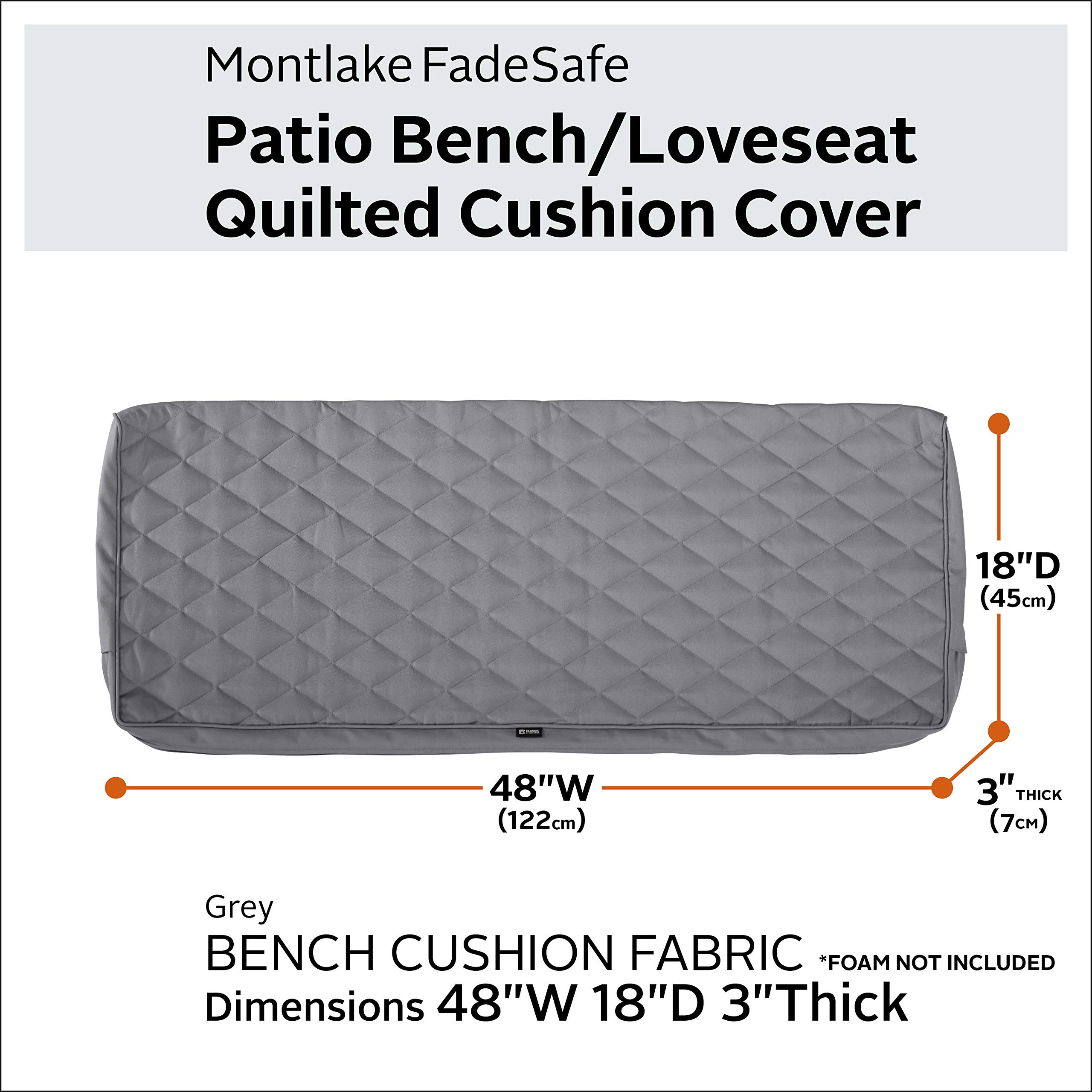 Montlake FadeSafe Water-Resistant Bench Cushion Cover 48x18