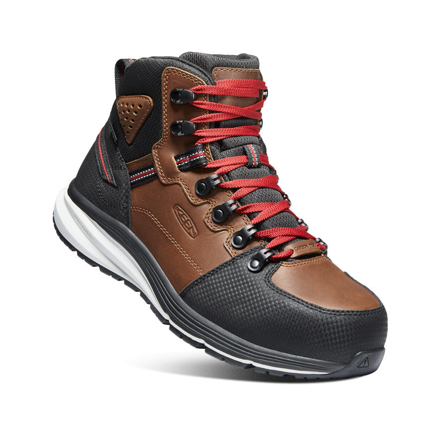 Men's Red Hook Waterproof Work Boots with Carbon Toe - Tobacco/Black - Slip Resistant Safety Shoes for Construction, Hiking & Outdoor Work