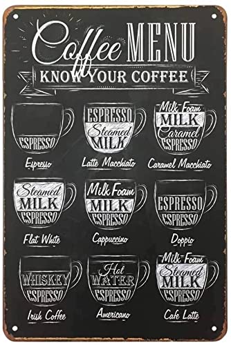Vintage Wooden Coffee Menu Sign - Rustic Wall Decor for Home, Kitchen & Cafe - 4.9x9.8 Inch Hanging Plaque - Perfect for Coffee Shops, Restaurants & Farmhouse Style Decor
