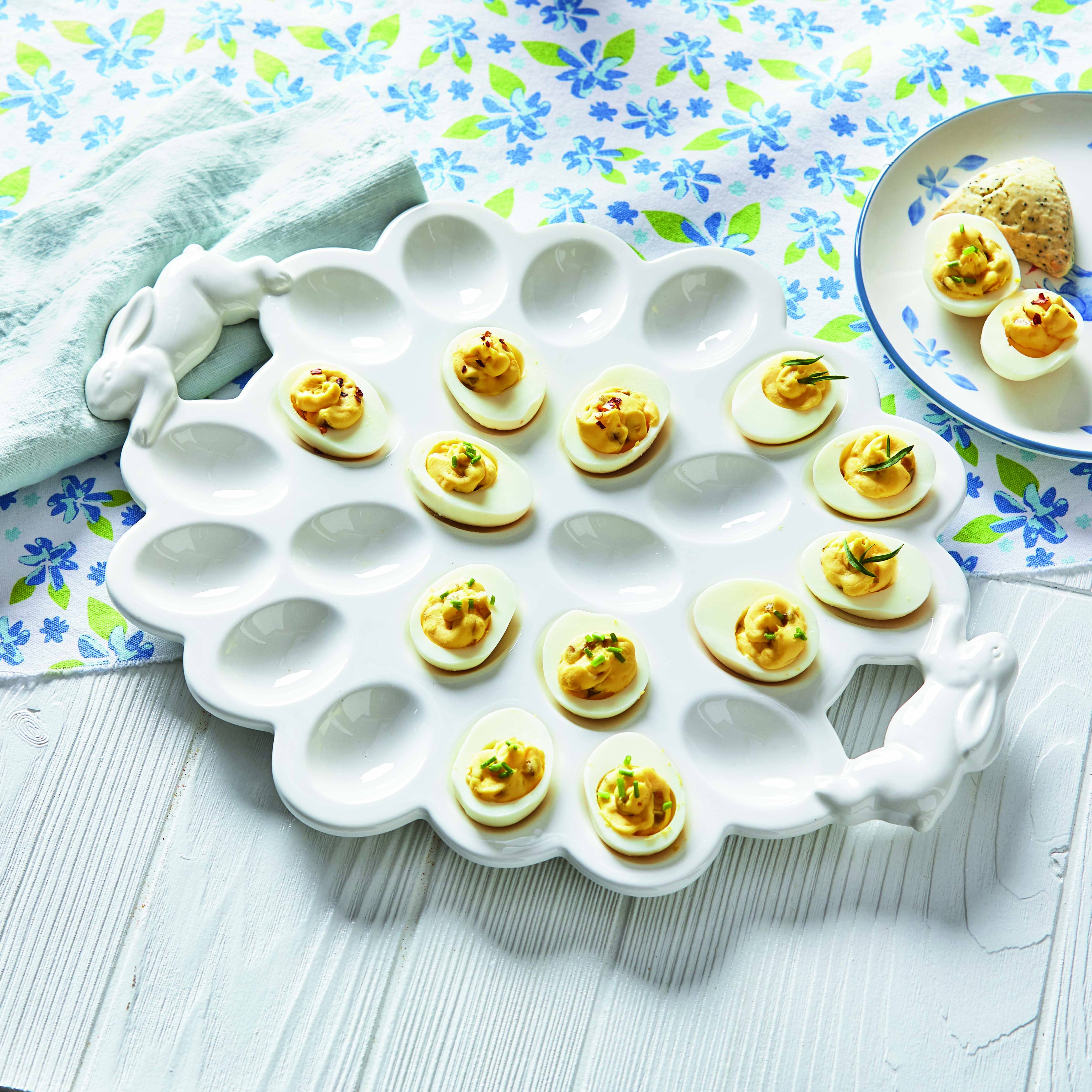 Easter Bunny Egg Platter - Ceramic Serving Tray for Easter Decorations & Holiday Entertaining - Perfect for Easter Brunch, Spring Parties & Home Decor