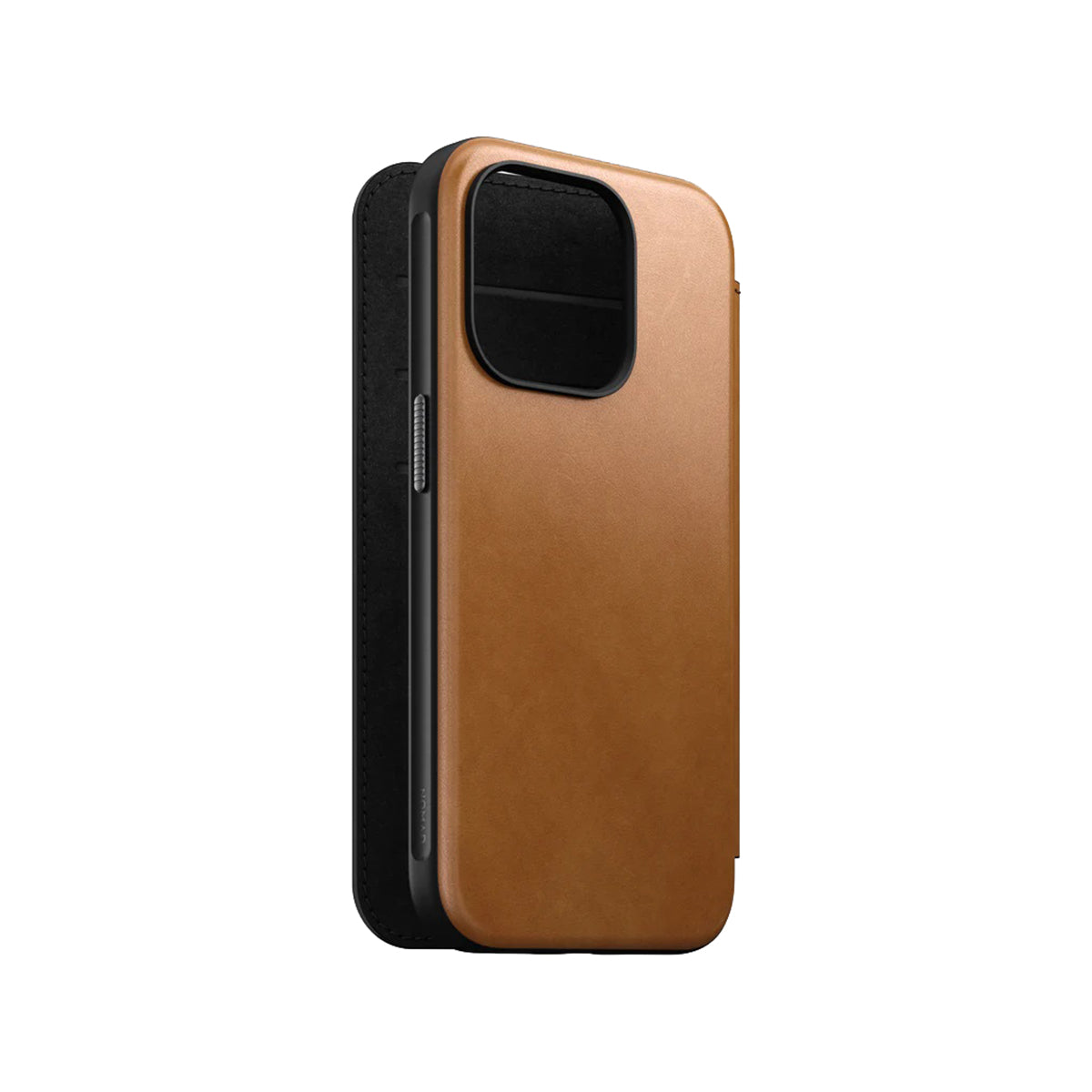 Nomad Leather Folio Case for iPhone 15 Pro - Premium English Tan Genuine Leather Protective Cover - Perfect for Work, Travel & Everyday Use