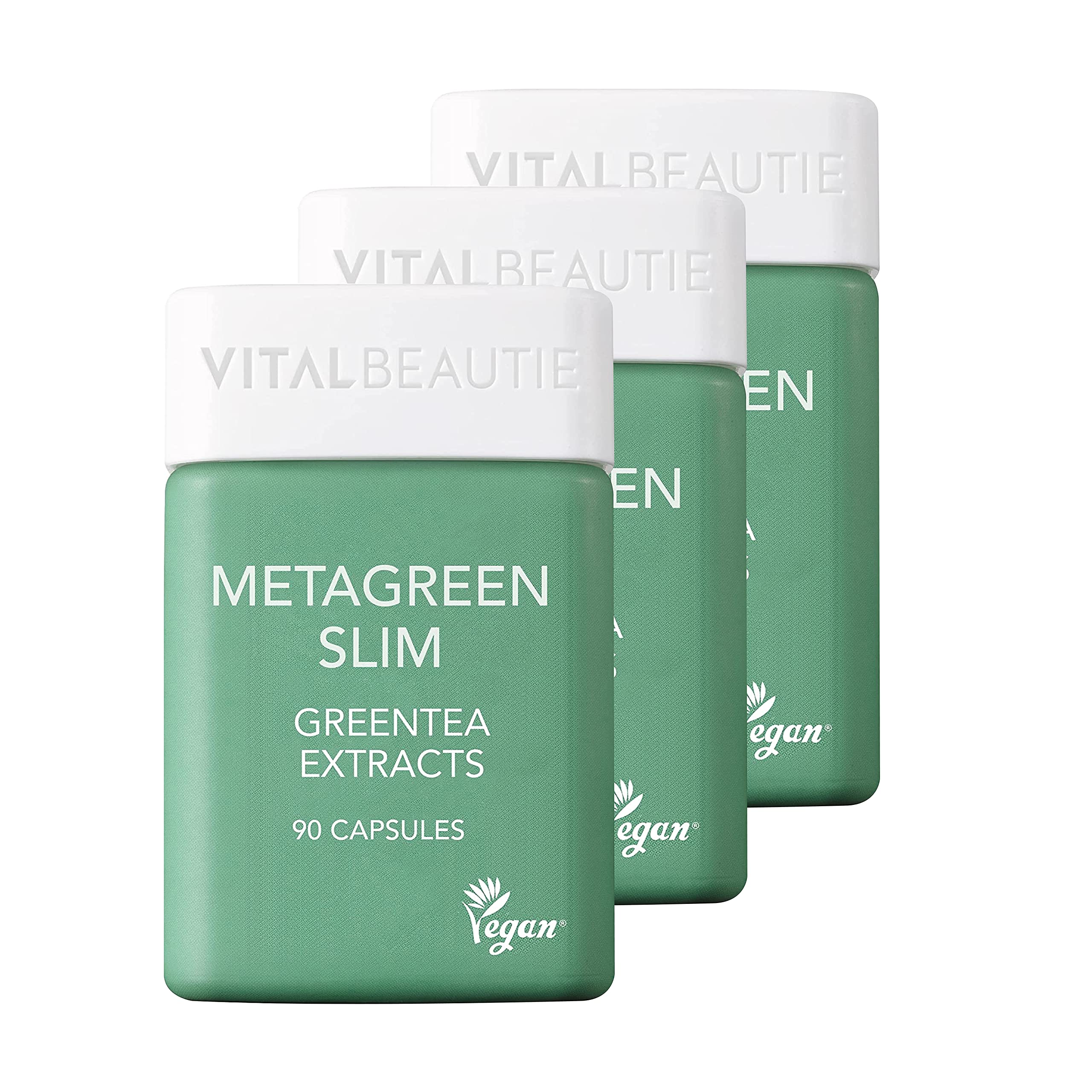 VITALBEAUTIE Metagreen Slim Vegan Catechin EGCG Green Tea Extract with Vitamin C - 810 Veggie Capsules (270 Count Pack of 3) for Weight Management & Antioxidant Support | Daily Supplement for Detox & Energy Boost