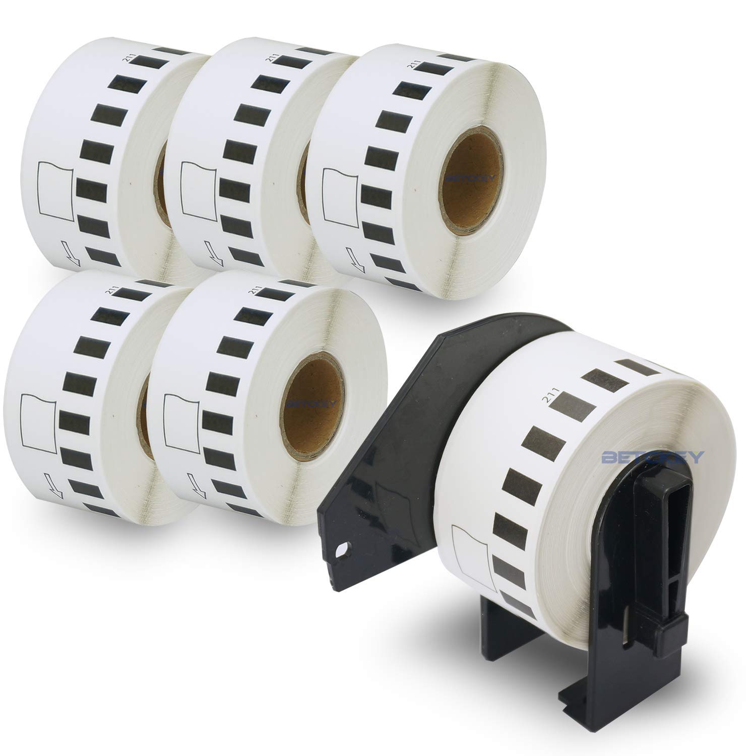 BETCKEY - 6 Rolls Compatible Continuous Film Label Replacement for Brother DK-2211 (1-1/7