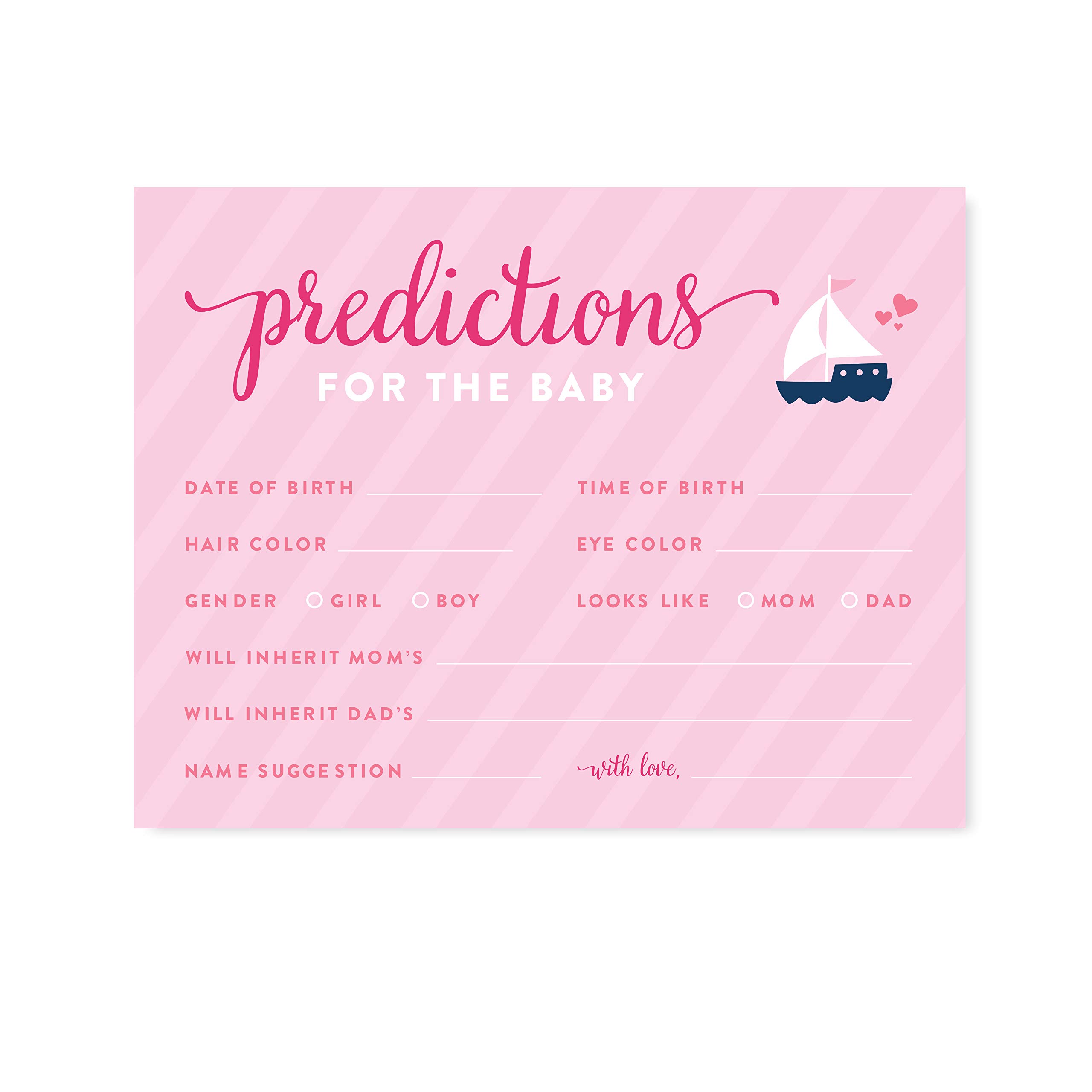Andaz Press Pink Nautical Baby Shower Party Kit - 20-Pack with Games, Decorations, Baby Prediction Cards & Activities for Girls | Perfect for Baby Shower Decor, Gender Reveal & Newborn Celebrations