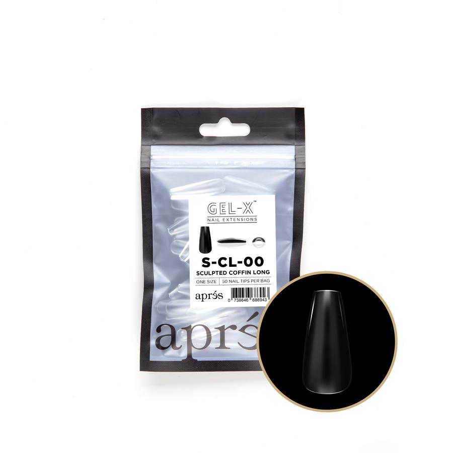 Apres Gel X Sculpted Coffin Long Refill Tips 2.0 - Size #00 & #9 - Professional Nail Extension Kit for Salon & Home Manicure - Perfect for Gel Nail Art, Acrylic Overlays & DIY Nail Enhancements