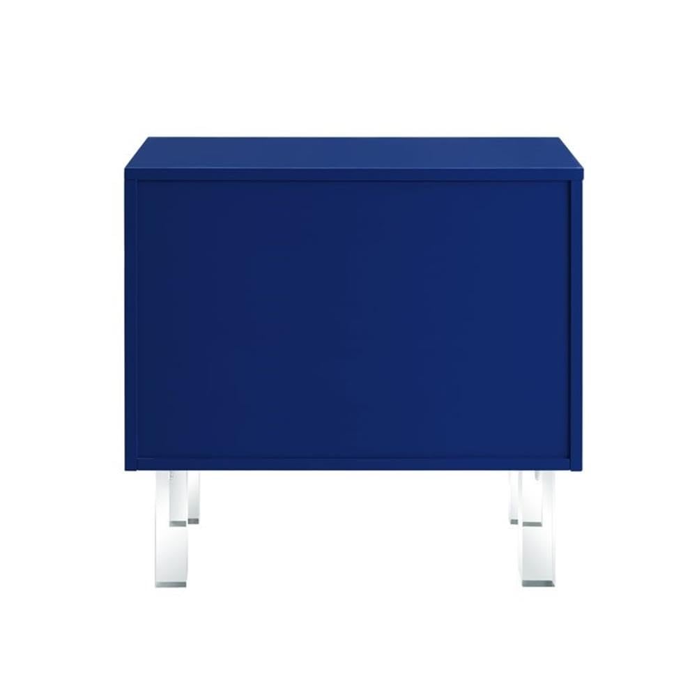 Peyton Modern 2-Drawer Nightstand with Lucite Legs in Navy Blue - Stylish Bedside Table for Small Spaces, Bedroom Furniture with Storage - Perfect for Apartments, Dorms & Guest Rooms