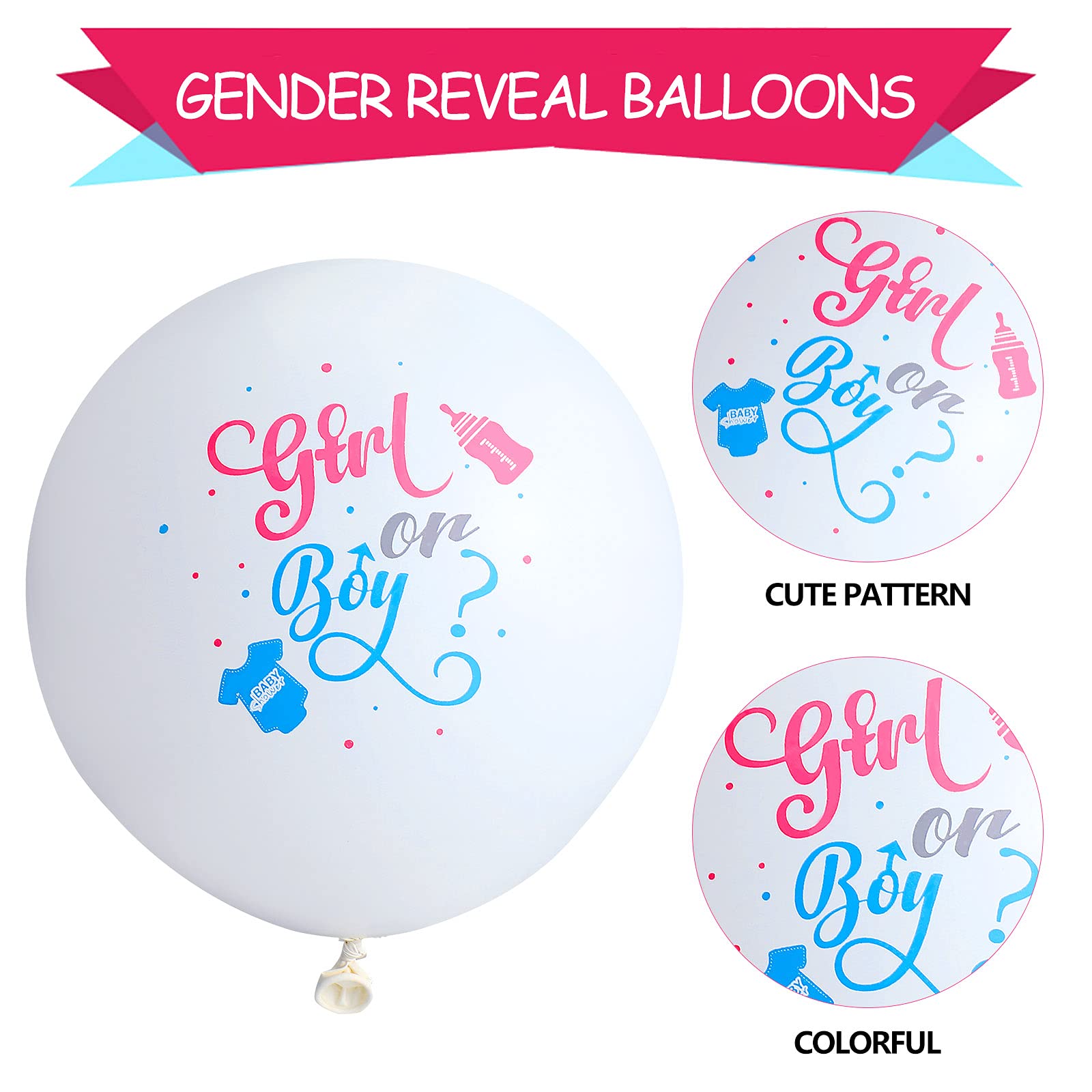 60-Pack Gender Reveal Balloons - Pink & Blue Confetti Latex Balloons for Baby Shower, Gender Reveal Party, Birthday Decorations - Perfect for Indoor/Outdoor Celebrations