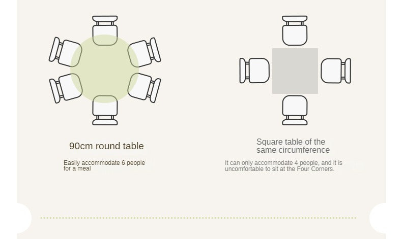 Birch Solid Wood Round Dining Table - White Cream Style Rock Board - Perfect for Modern Kitchens, Dining Rooms & Small Spaces
