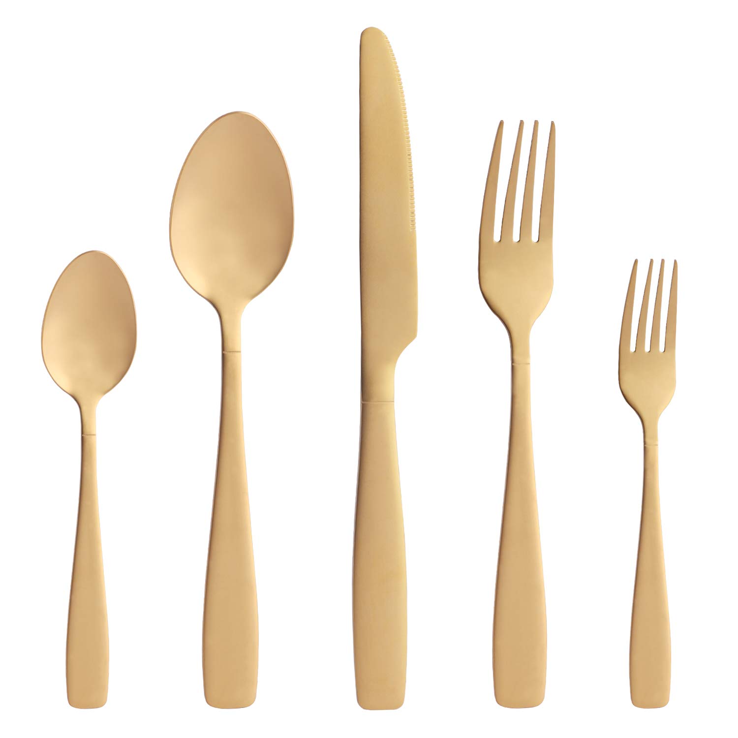 Matte Gold Flatware Set for 4 (20-Piece) - 18/10 Stainless Steel Silverware with Satin Finish - Elegant Kitchen Utensils - Dishwasher Safe - Perfect for Dinner Parties, Weddings & Everyday Dining