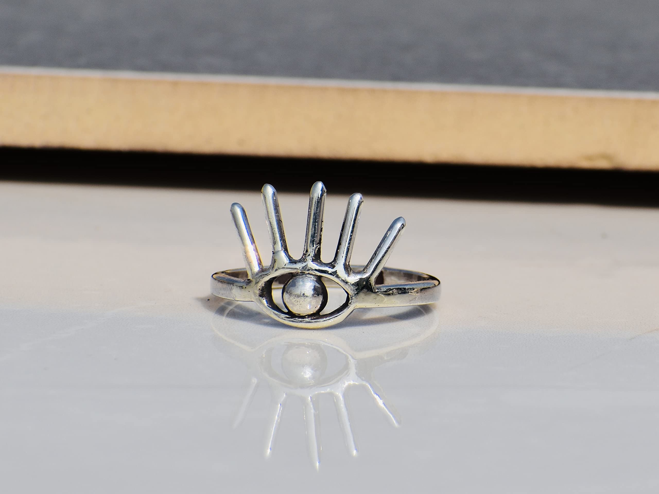 Evil Eye Protection Ring - 925 Sterling Silver Handmade Statement Jewelry for Women | Dainty & Elegant Gift for Her | Perfect for Everyday Wear, Spiritual Protection & Fashion Accessories