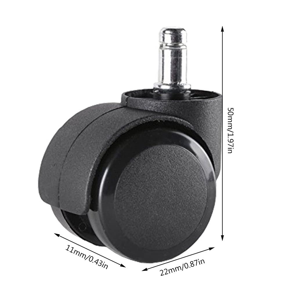 Universal 2 Inch Office Chair Casters - Heavy Duty Swivel Wheels for Computer Chairs, Desk Chairs & Rolling Furniture - Smooth Rolling PU Wheels for Hardwood Floors & Carpets