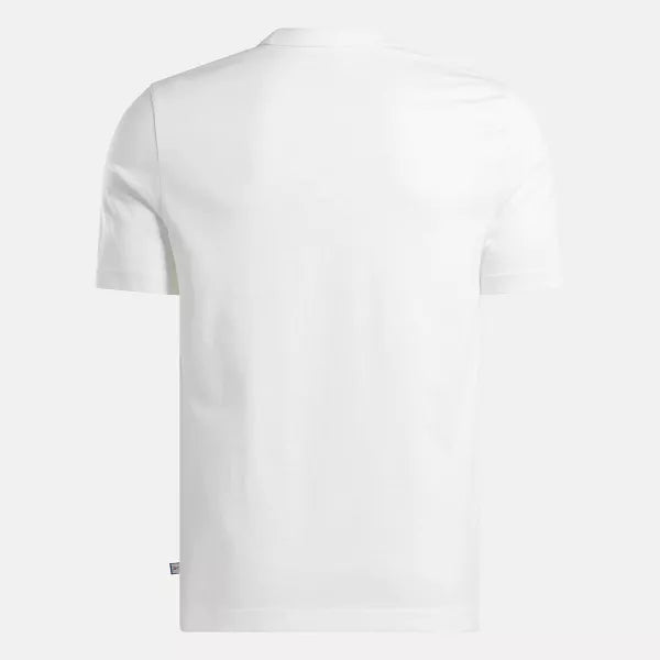 Reebok Men's Identity Badge White T-Shirt - Comfortable Cotton Crewneck Tee for Casual Wear, Gym & Everyday Outfits