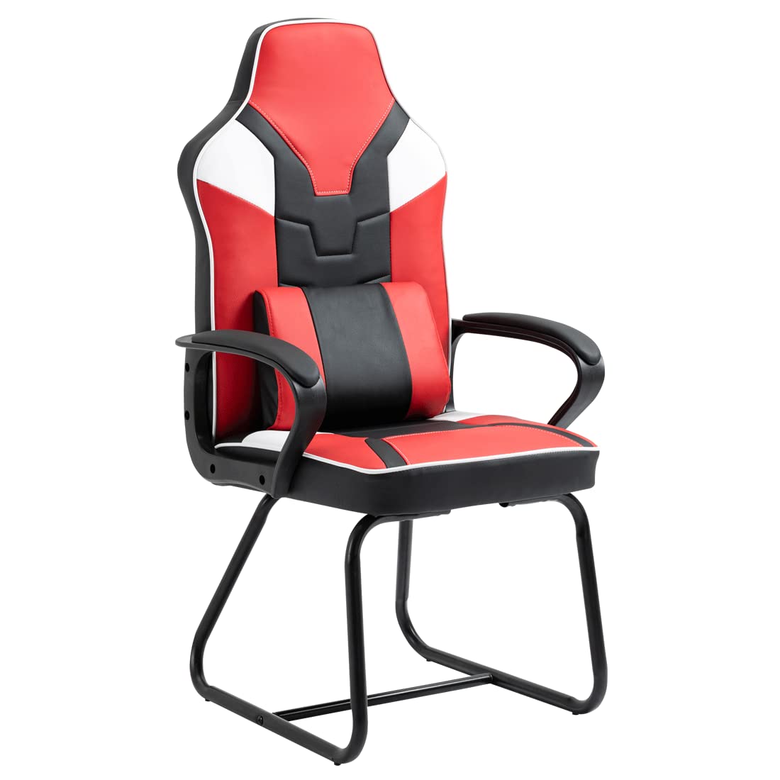 Premium Bonded Leather Executive Office Chair - High Back Ergonomic Conference & Reception Guest Chair with Armrests, Solid Metal Frame - Perfect for Home Office, Gaming & Professional Workspaces (Red)