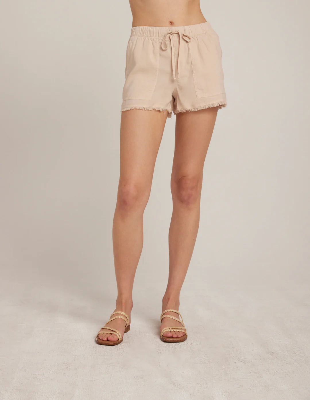 Frayed Pocket Shorts for Men - Soft Tan Distressed Denim Shorts | Casual Summer Wear & Beach Outfit
