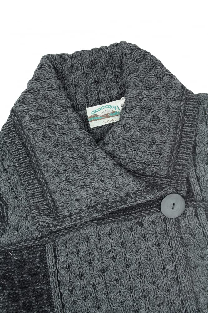 Aran Crafts Women's Irish Cable Knit 100% Merino Wool Long Cardigan with One Button - Cozy Winter Sweater for Casual Outfits & Office Wear