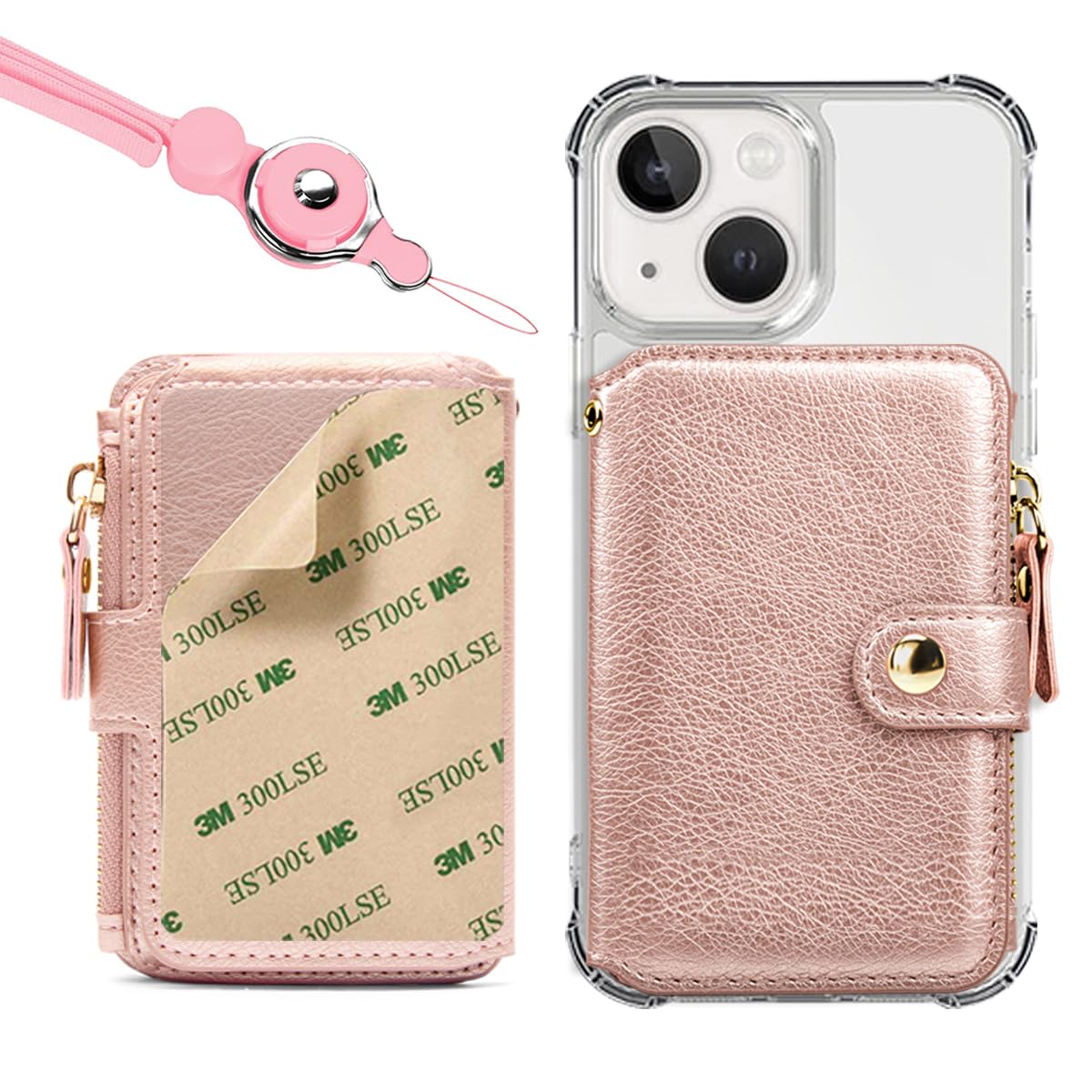 Premium Bifold Leather Wallet for Women with ID Window & Phone Holder - Durable RFID Blocking Card Case with Detachable Lanyard (Rose Pink) - Perfect for Everyday Use, Travel, and Hands-Free Convenience