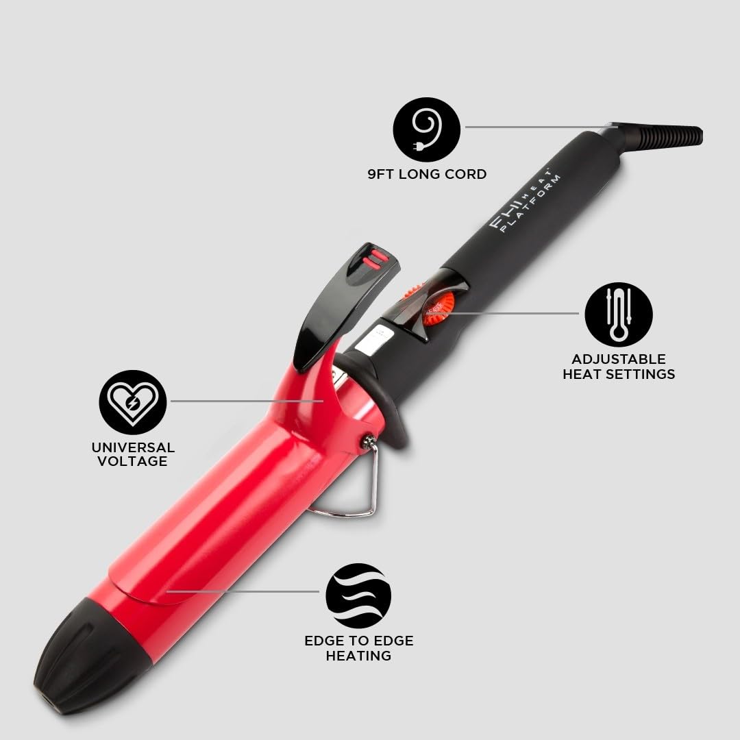 FHI Heat Tourmaline Ceramic Professional Hair Curling Iron for Salon-Quality Waves & Curls - Perfect for Home Styling, Special Occasions & Everyday Looks